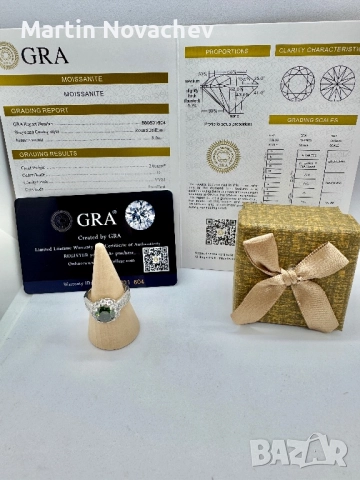 Сребърен пръстен с мойсанит (Диамант) 2 карата, снимка 2 - Пръстени - 51685070