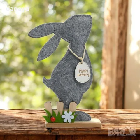 5795 Великденска декорация Филцово зайче на стойка, 24 см, снимка 2 - Декорация за дома - 49400115
