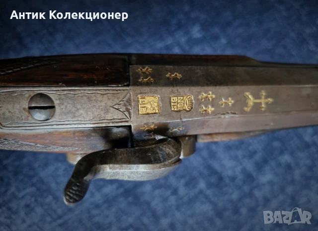 Капсулна пушка, с антикварна испанска цев от 1720–1730 гг, снимка 1