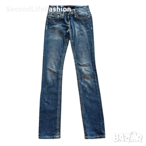 Дамски тесни дънки Cipo & Baxx с ниска талия, размер 25/34, синьо-избелели