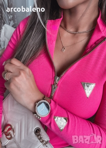 Дамска оребрена блуза с цип, снимка 2 - Блузи с дълъг ръкав и пуловери - 51525782