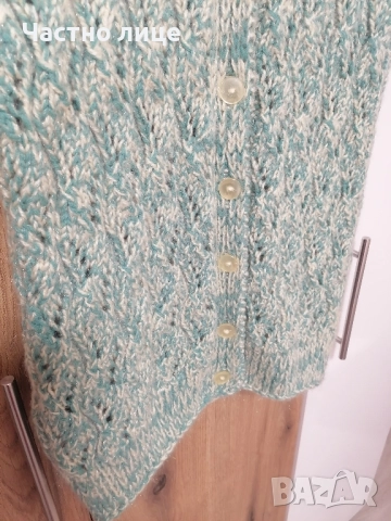 Нов дамски елек, ръчно плетиво, ГО 47 см, дължина 80 см. , снимка 5 - Елеци - 52459453