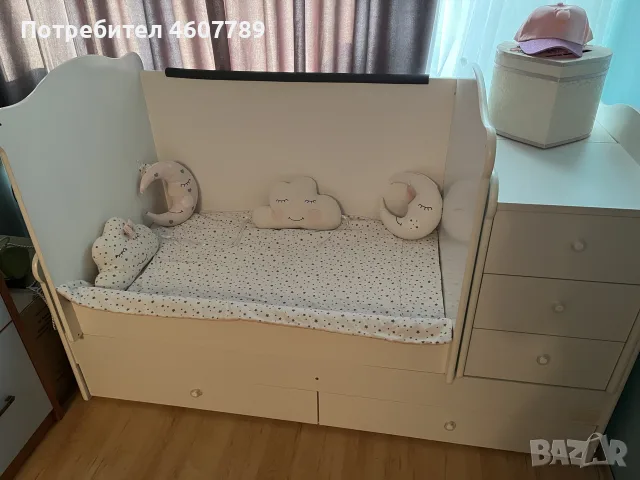 Трансформиращо се детско легло Arbor Baby & Junior (Бяло) + Матрак, снимка 3 - Бебешки легла и матраци - 55709781