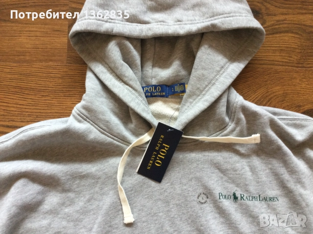 НОВ оригинален сив памучен суичър POLO RALPH LAUREN размер L от САЩ, снимка 6 - Суичъри - 51854016