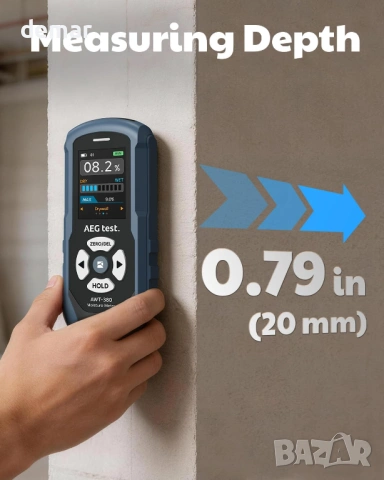 AWT-380 Акумулаторен безщифтов влагомер за дърво, гипсокартон и зидария, снимка 3 - Други стоки за дома - 53647621