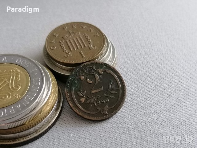Монета - Австро-Унгария - 2 хелера | 1899г., снимка 1 - Нумизматика и бонистика - 39312476