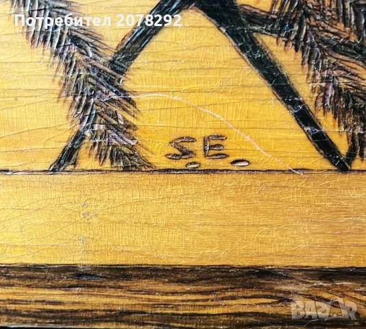 Стара картина-туш върху шперплат, снимка 2 - Антикварни и старинни предмети - 50803310
