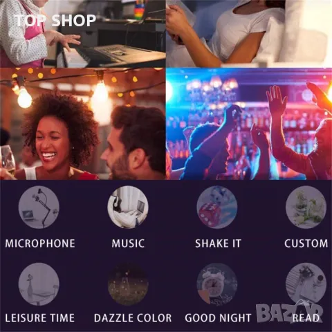 Смарт крушки 9W RGBWW от TOPSTAR - 4 бр. комплект Tuya, Alexa/Google Home, снимка 5 - Лед осветление - 49249373