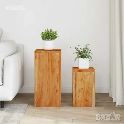 vidaXL Стойки за растения, 2 бр, масивно акациево дърво, снимка 3 - Саксии и кашпи - 56146798
