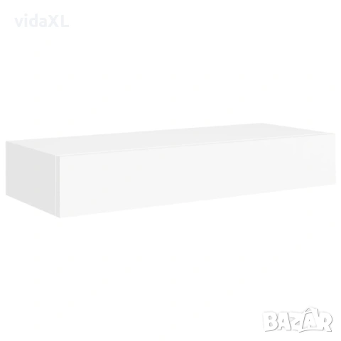 vidaXL Стенен рафт с чекмедже, бял, 60x23,5x10 см(SKU:330255)