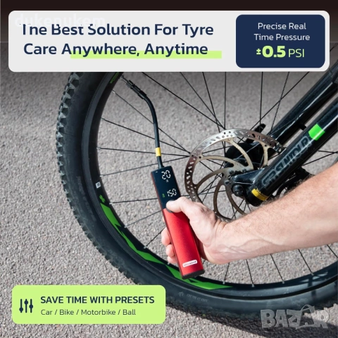 Електрическа помпа за гуми Woowind BP188 150 PSI с авто стоп, LCD дисплей, снимка 2 - Аксесоари за велосипеди - 53230299