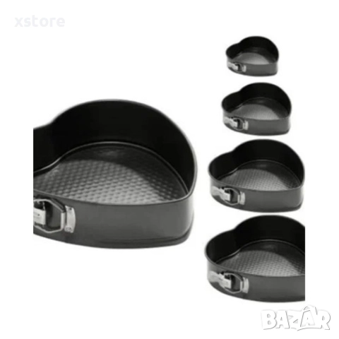 Комплект от 5 броя закопчаващи се тефлонови тави за печене Сърце, снимка 2 - Съдове за готвене - 52794187