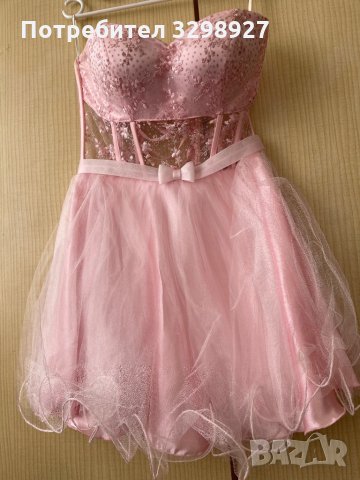 Розова къса бална рокля, размер s, xs, снимка 2 - Рокли - 35840978