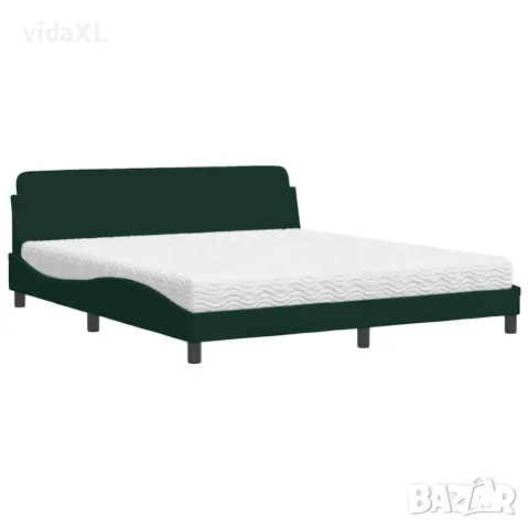vidaXL Легло с матрак Dover, тъмнозелено, 180x200 см, кадифе(SKU: 3208454)