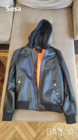 Kожен бомбър/яке River Island, размер S, черен цвят, снимка 3 - Якета - 50127148