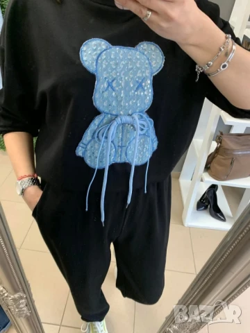 дамски екип с мече и деним акцент , снимка 4 - Спортни екипи - 50872111