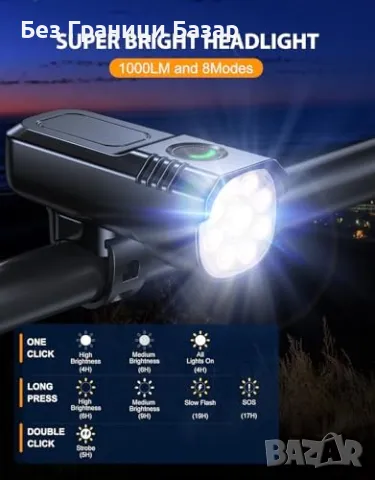 Нови Фарове и Задни Светлини за Велосипед, 8+7 Режима, Бързо Зареждане, снимка 2 - Аксесоари за велосипеди - 47531184