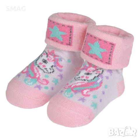 Бебешки чорапи Розови еднорози 0-6 месеца S_1234619