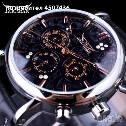 Автоматичен механичен часовник Jaragar с три циферблата, снимка 10 - Мъжки - 52776900