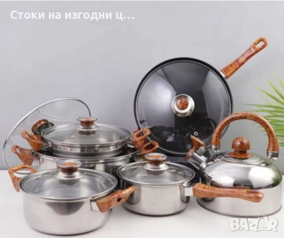 Комплект тенджери + подарък кухненски прибори розов, черен или зелен цвят DJ37+TV1316, снимка 2 - Прибори за хранене, готвене и сервиране - 52431100