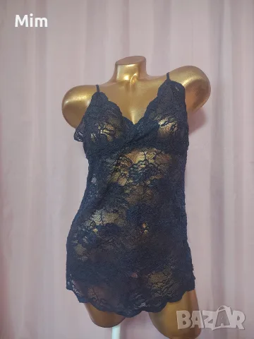 M/L Тъмно син дантелен къс топ 