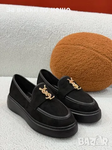 Yves Saint Laurent Луксозни Дамски Обувки Тип Мокасини С Дебела Подметка И Златно Пого Код SEM-779