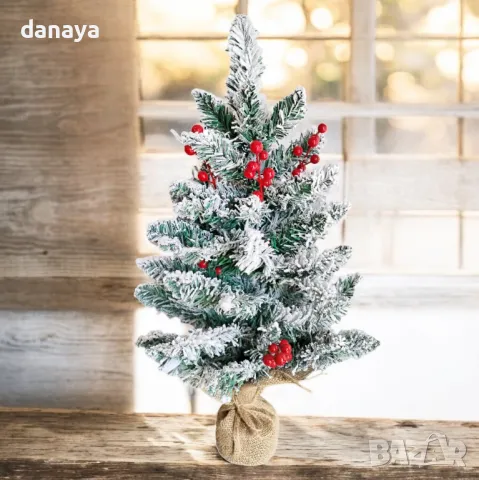 5314 Изкуствена коледна елхичка със снежно покритие в чувалче, 60 см, снимка 2 - Декорация за дома - 47534576