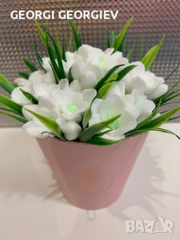 цветя изработени с глицеринов ароматен сапун и Българска роза , снимка 17 - Изкуствени цветя - 53097301