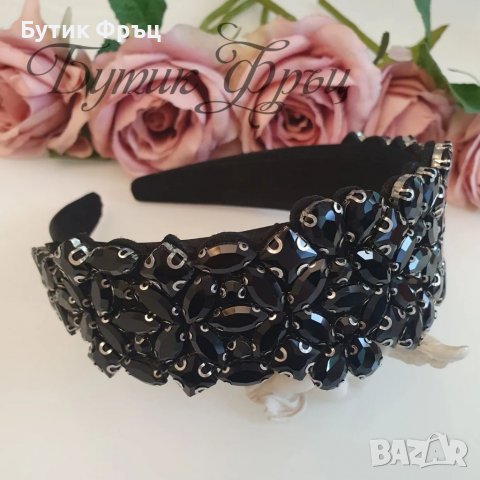 Диадема черни кристали Амира, снимка 2 - Аксесоари за коса - 39283863