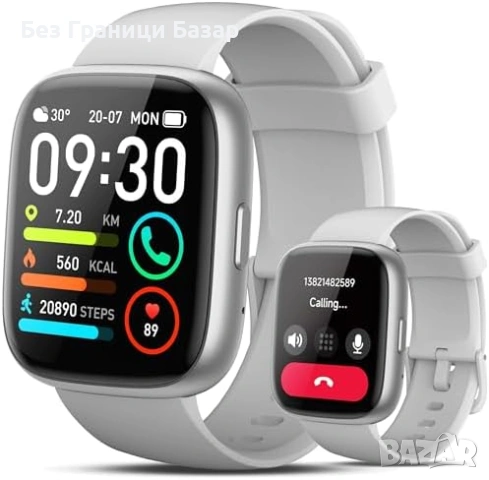 Нов Смарт часовник за Android/iOS, Alexa, нотификации, батерия 7 дни, IP68