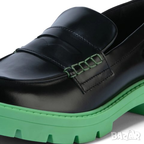 Kickers, нови дамски обувки 37 номер Womens Kori Loafer Leather Black/Green, снимка 3 - Маратонки - 42210856