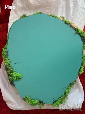 Огледало под формата на сърце от дърво и скандинавски мъх авторско, снимка 5 - Декорация за дома - 49959367