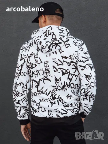 Мъжки суичър с цип и качулка, снимка 3 - Суичъри - 47821495