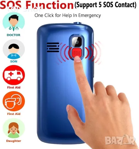 Tosaju 4G мобилен телефон за възрастни, със SOS бутон, снимка 2 - Motorola - 49509101