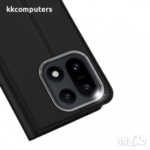 DUX DUCIS Кожен калъф за OnePlus 15 5G- Държач за Карти и Стойка, вкл. Протектор (Черен, Син), снимка 4 - Калъфи, кейсове - 52623581