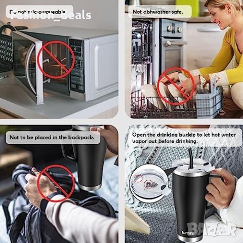 Нова изолирана вакумна чаша с 2 капак кафе топли и студени напитки, снимка 3 - Други стоки за дома - 41805520