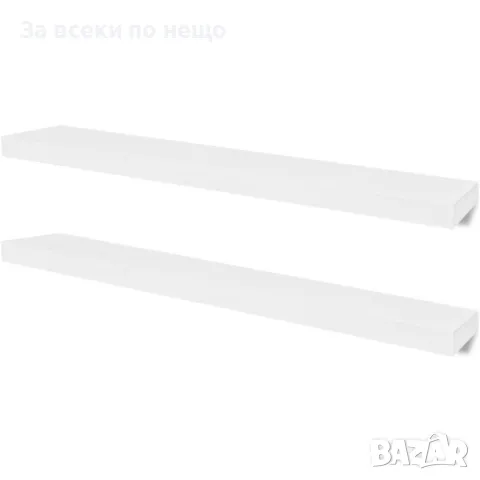 2 стенни MDF полици за съхранение на книги/DVD, бели