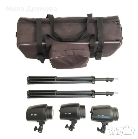 Сет за СТУДИЙНО ОСВЕТЛЕНИЕ с три прожектора и аксесоари, снимка 7 - Светкавици, студийно осветление - 48271868