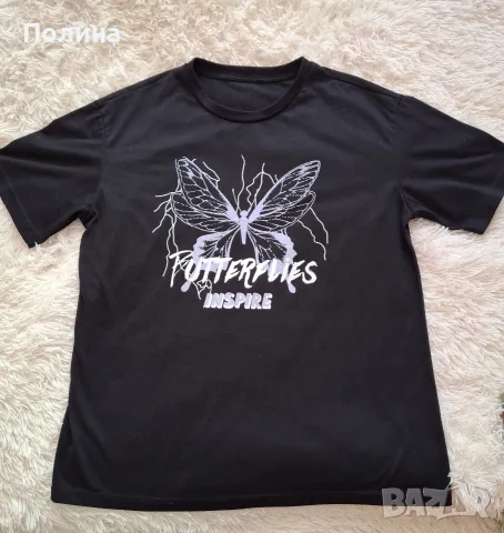 Дамска тениска с щампа "Butterflies inspire", размер XS