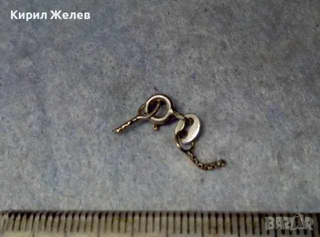 СТАРА СРЕБЪРНА ЗАКОПЧАЛКА СРЕБРО 925 с БЯЛА ПОЗЛАТА КАРАБИНКА За ГРИВНА КОЛИЕ ВЕРИЖКА 49922, снимка 4 - Други - 49517822