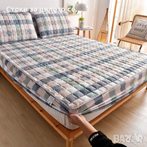 Капитониран чаршаф 1,80x2,00м + 2 калъфки + Зимен юрган с овча вълна 160х200см, снимка 2 - Олекотени завивки и одеяла - 56128610