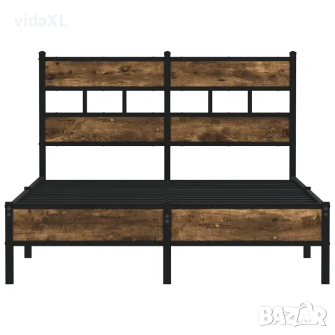 vidaXL Рамка за легло, без матрак, с табла, опушен дъб, 120x200 см, снимка 4 - Спални и легла - 56147471