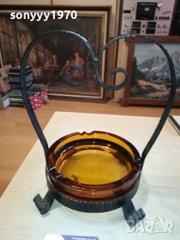 ПЕПЕЛНИК-МЕТАЛ И СТЪКЛО-ВНОС ГЕРМАНИЯ 2602240822, снимка 2 - Антикварни и старинни предмети - 44470860