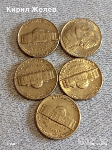 Пет монети пет цента АМЕРИКА различни години за КОЛЕКЦИЯ ДЕКОРАЦИЯ 51808