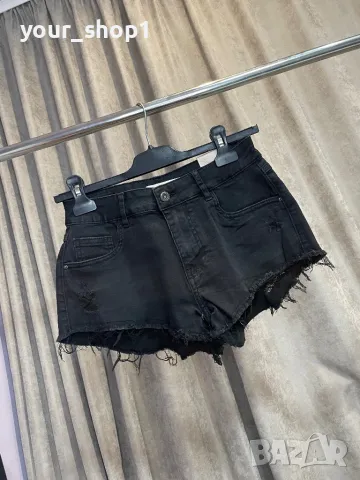 Къси накъсани черни дънкови панталони , снимка 1