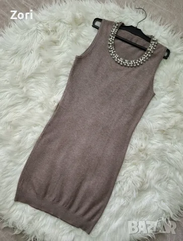 Къса рокля по тялото в цвят визон , снимка 1