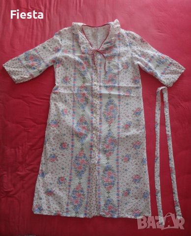 Бяла дълга нощница на цветя, материя фру-фру