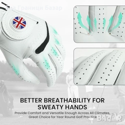 Нова Мъжка голф ръкавица Cabretta Leather Weathersof + магнитен маркер, снимка 4 - Голф - 53739440