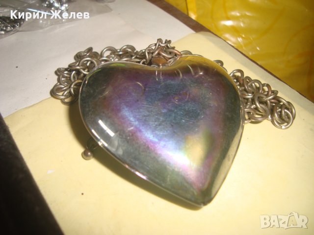 СТАР СЪРЦЕВИДЕН ВИНТИДЖ МЕДАЛЬОН КОЛИЕ ЦВЕТЕН КРИСТАЛ БРОНЗ ВЕРИЖКА МНОГО КРАСИВО КОЛИЕ 24791, снимка 12 - Колиета, медальони, синджири - 34507773