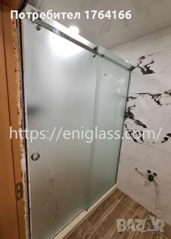 Стъклена душ кабина с плъзгаща система и врата и мат стъкло, снимка 4 - Душ кабини и вани - 48364418